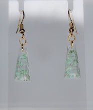 Load image into Gallery viewer, Earrings, Mint Green Triangle Pressed Flower Earrings,
