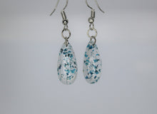 Load image into Gallery viewer, Earrings, Teal Blue Flower Earrings Oval, Unique Handmade Gift
