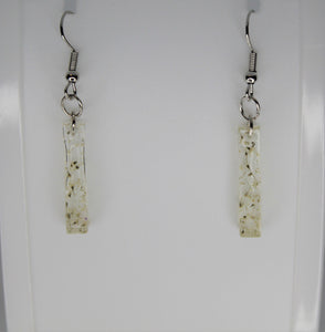 Earrings, White Flower Earrings Rectangle, Unique Handmade Gift