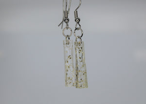 Earrings, White Flower Earrings Rectangle, Unique Handmade Gift