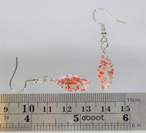 Earrings, Red Polygon Flower Earrings, Unique Handmade Gift