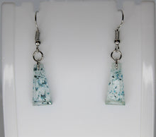 Load image into Gallery viewer, Earrings, Teal Blue Flower Earrings Triangle, Unique Handmade Gift
