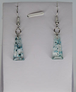Earrings, Teal Blue Flower Earrings Triangle, Unique Handmade Gift