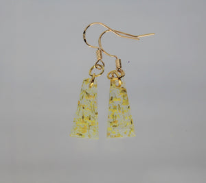 Earrings, Yellow Flower Earrings Triangle, Unique Handmade Gift