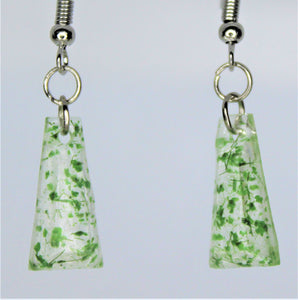 Earrings, Green Triangle Flower Earrings, Unique Handmade Gift