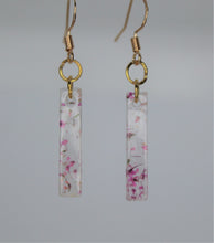 Load image into Gallery viewer, Earrings, Dark Pink Rectangle Flower Earring, Unique Handmade Gift

