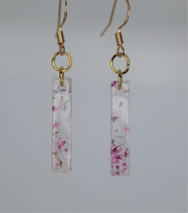Earrings, Dark Pink Rectangle Flower Earring, Unique Handmade Gift
