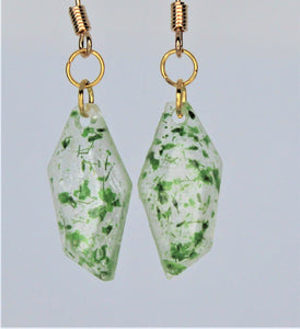 Earrings, Green Polygon Flower Earrings, Unique Handmade Gift