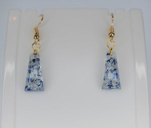 Earrings, Blue Flower Earrings Triangle, Unique Handmade Gift
