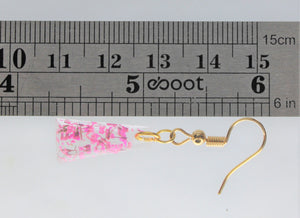 Earrings, Dark Pink Triangle Flower Earrings, Unique Handmade Gift