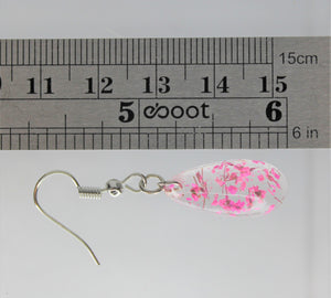Earrings, Dark Pink Oval Flower Earrings, Pink Flower