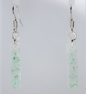 Earrings, Mint Green Rectangle Pressed Flower Earrings,