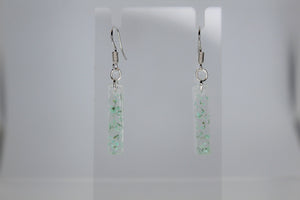 Earrings, Mint Green Rectangle Pressed Flower Earrings,