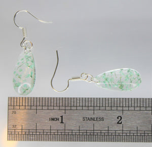 Earrings, Mint Green Oval Pressed Flower Earrings,