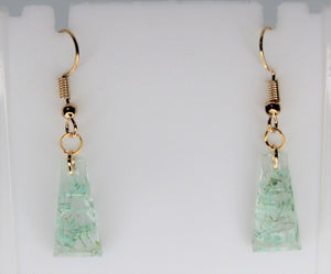 Earrings, Mint Green Triangle Pressed Flower Earrings,
