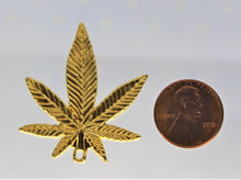 Load image into Gallery viewer, Pot Leaf Pendants, gold, silver or bronze Weed Pendants, The charms have very intricate detail and are very nice. Take a look.
