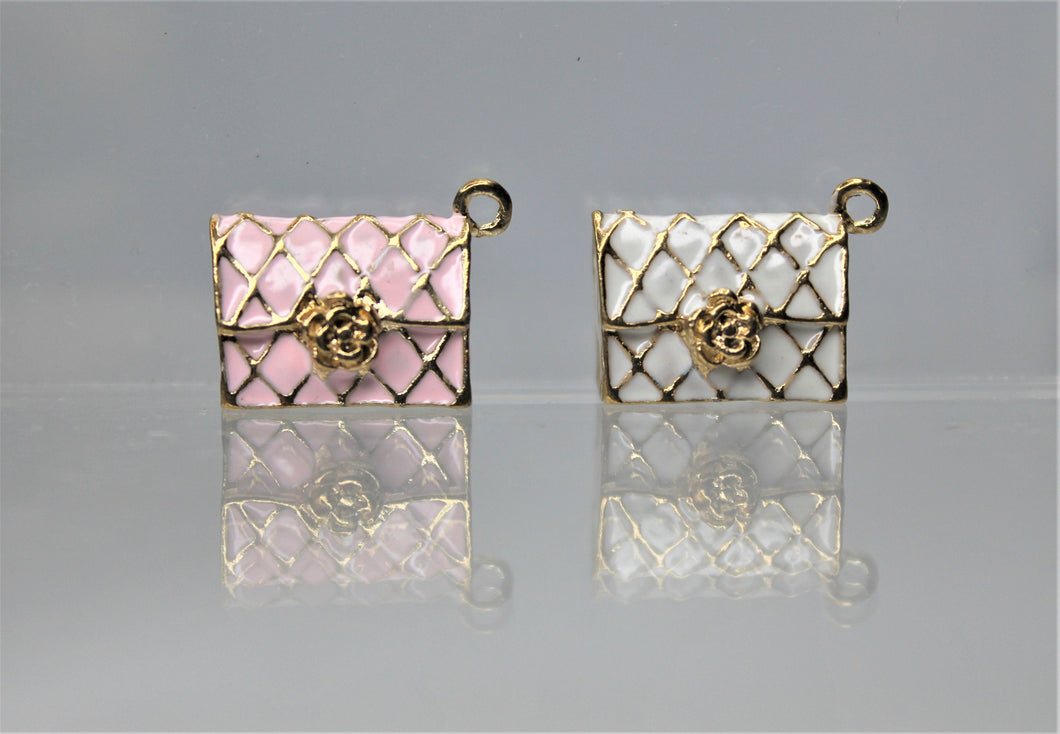 Purse Charms,  Pink or White purse charms. They have a flower in front. They are adorable. Check them out.